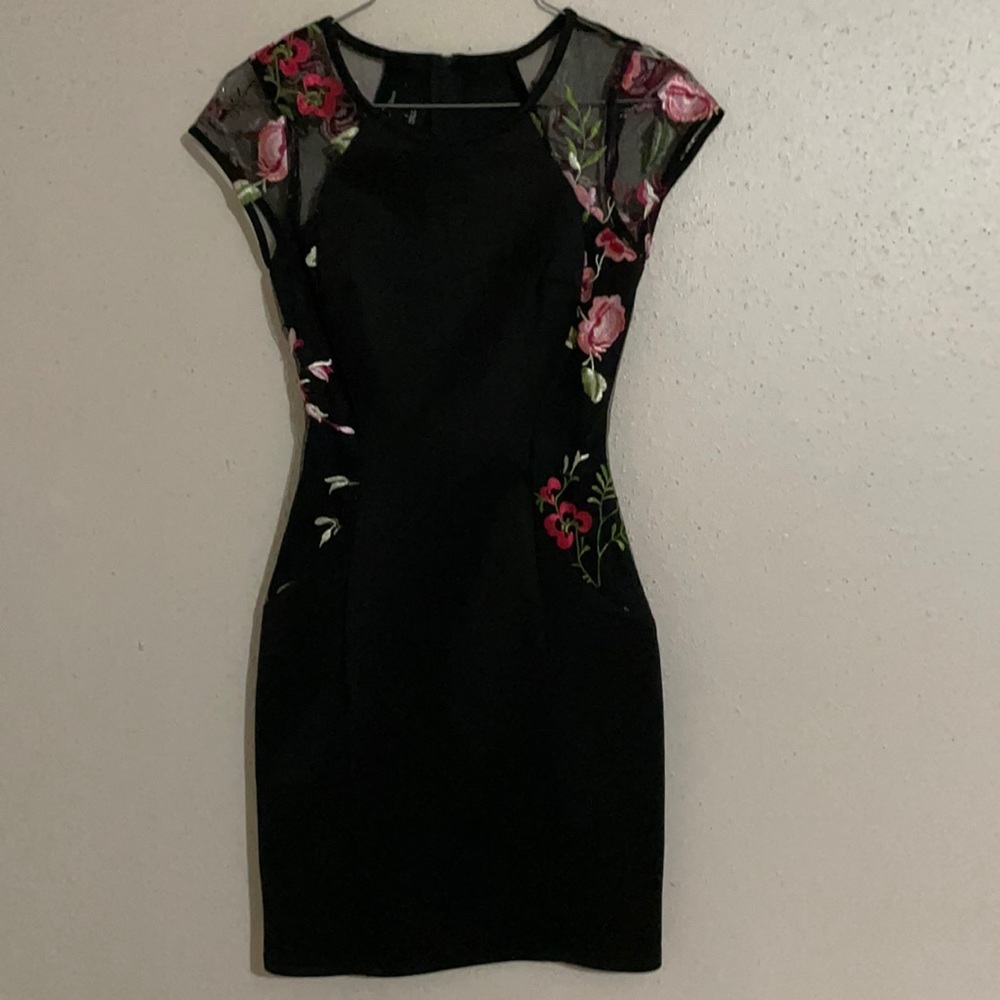 Black dress with flower detailing size 1